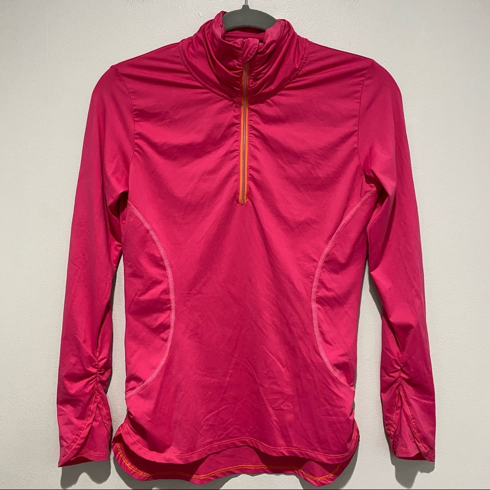 Title Nine Paradigm Long Sleeve Pink Orange Ruched Neck Pullover Size XS